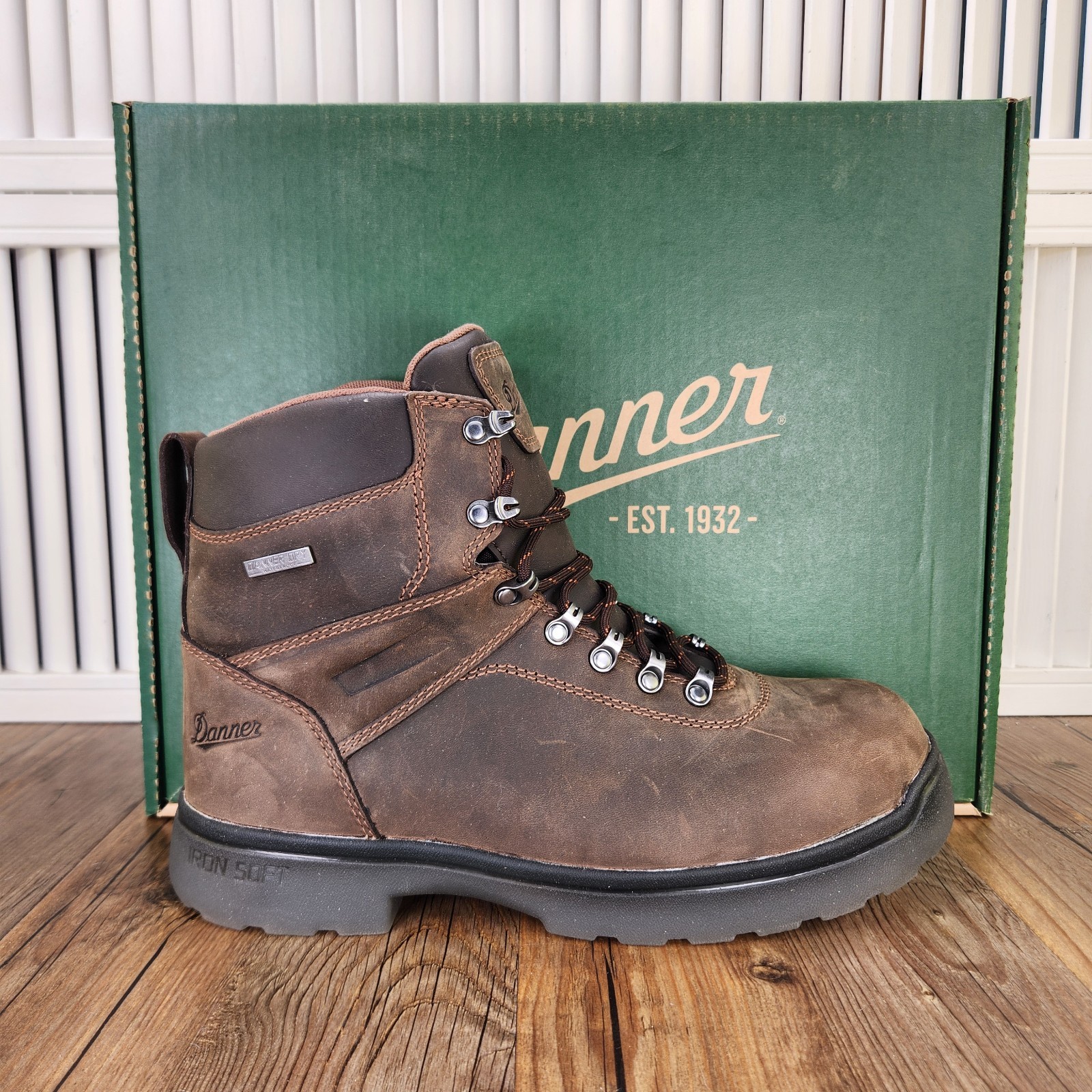 S 9 D Brown Leather 6" Waterproof Safety Toe Work Boots