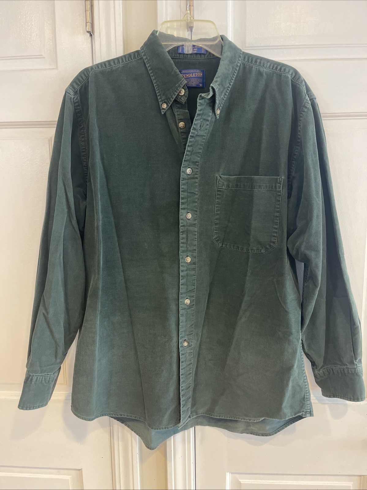 Pendleton Hunter Green Corduroy Button Shirt Vint… - image 1