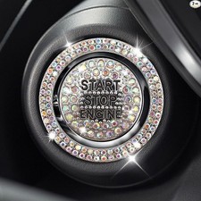 2PCS Rhinestone Push Start Button Covr Bling Car Accessories Color: Colorful
