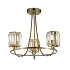 Endon  Berenice 3 Light Semi Flush Antique Brass Plate And Clear Glass RRP£175