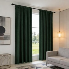 Dark Green Velvet Curtains - 42 Inches Width 96 Inches Long Soft Curtain Rod ...