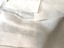 Set 5 NEW Vtg White Ivy DAMASK JACQUARD 23" TABLE CLOTH Center NAPKINS Linen