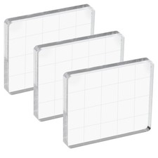 Acrylic Stamp Block, 3 Pack Rectangular Shape with Grid Lines, 2x1.6"