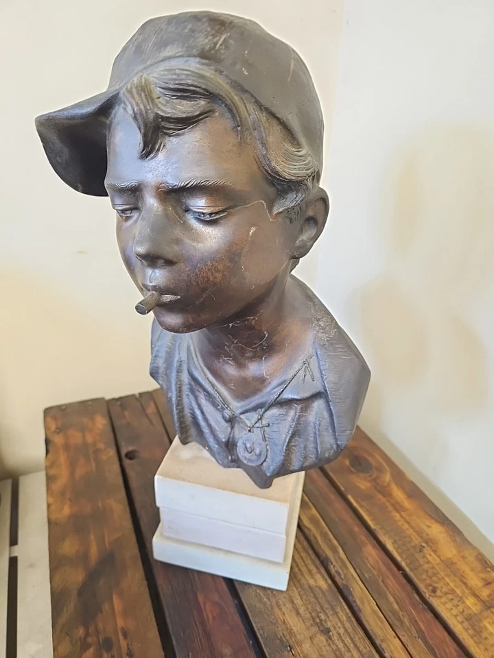 Giovanni de Martino Naples Italy Sculpture Bust Gilded Bronze, 19th Century - Image 2 of 4