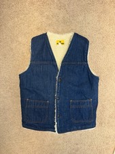 Tornado Vintage Women s Blue Denim Sherpa Lined Snap Front Vest w/ Pockets