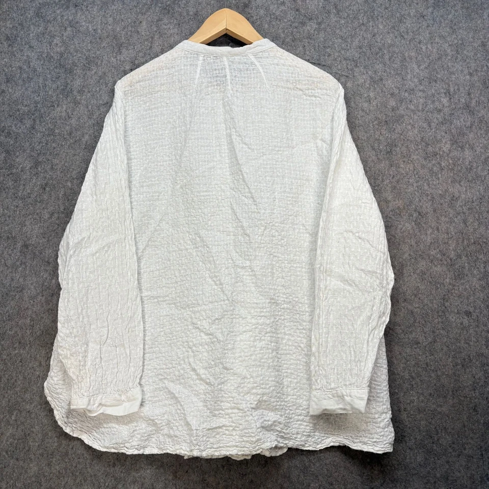 Sahara Shirt Womens UK 14-16 White 100% Linen Buttons Waffle Crinkled Oversized - Image 4 of 4