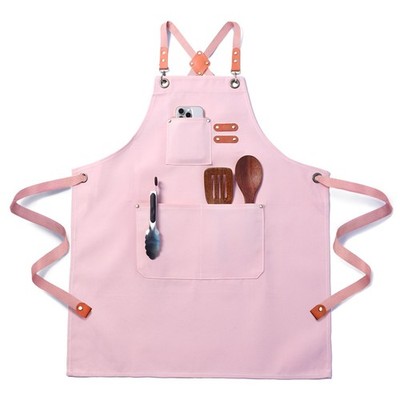 Chef Apron for Men Women with Pockets,Cross Back Cotton Canvas Plus Size Apro...