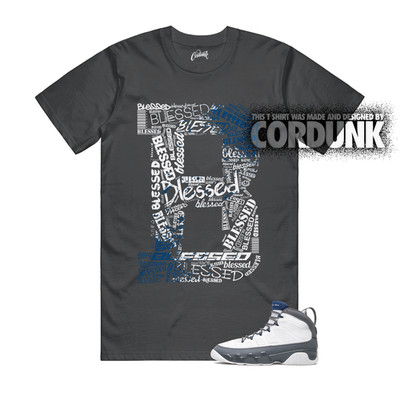9 Flint Grey French Blue White 2026 13 Sneaker T Shirt to Match BLESSED