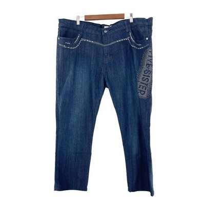 Ochliros Five Sister Embellished Blue Jeans Rhinestone Western Details 44x27