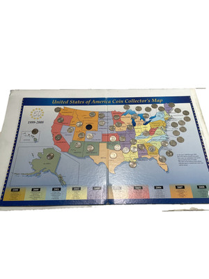 1999-2008 Collector's Album Map Twenty Five Cent Coins Missing Only Wyoming