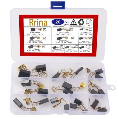 Rrina 20Pcs Electric Motor Carbon Brushes 10 Different Sizes for Replacement ...