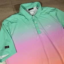 Sunday Swagger Performance Golf Polo Shirt Ombre Mint Pink Peach Multicolor 3XL