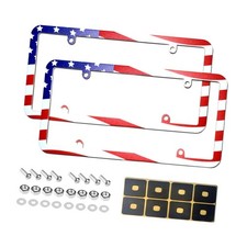 2x American Flag License Plate Frame Holders Truck Car Number Plate Holder