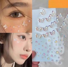 Butterfly Gems Fancy Face Crystal Eye Self-adhesive Sticker Concert makeup art