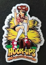 HOOK UPS STICKER VINTAGE FARMERS DAUGHTER" 3" X 4 1/4" GLOSSY!