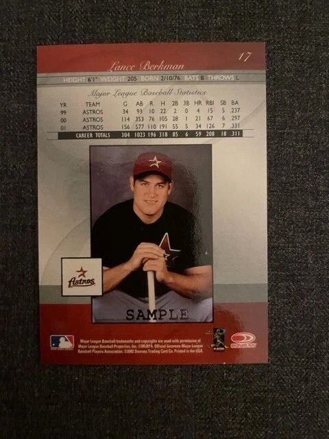 2002 Donruss Elite SAMPLE Lance Berkman #17 - Image 2 of 2