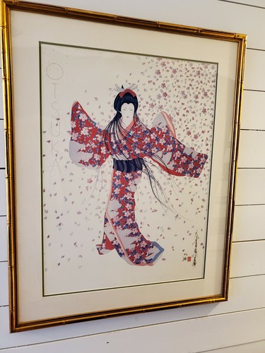 HISASHI Otsuka Floating Blossoms 1980 hard signature signed BRIGHT COLORS - 第 1/12 張圖片