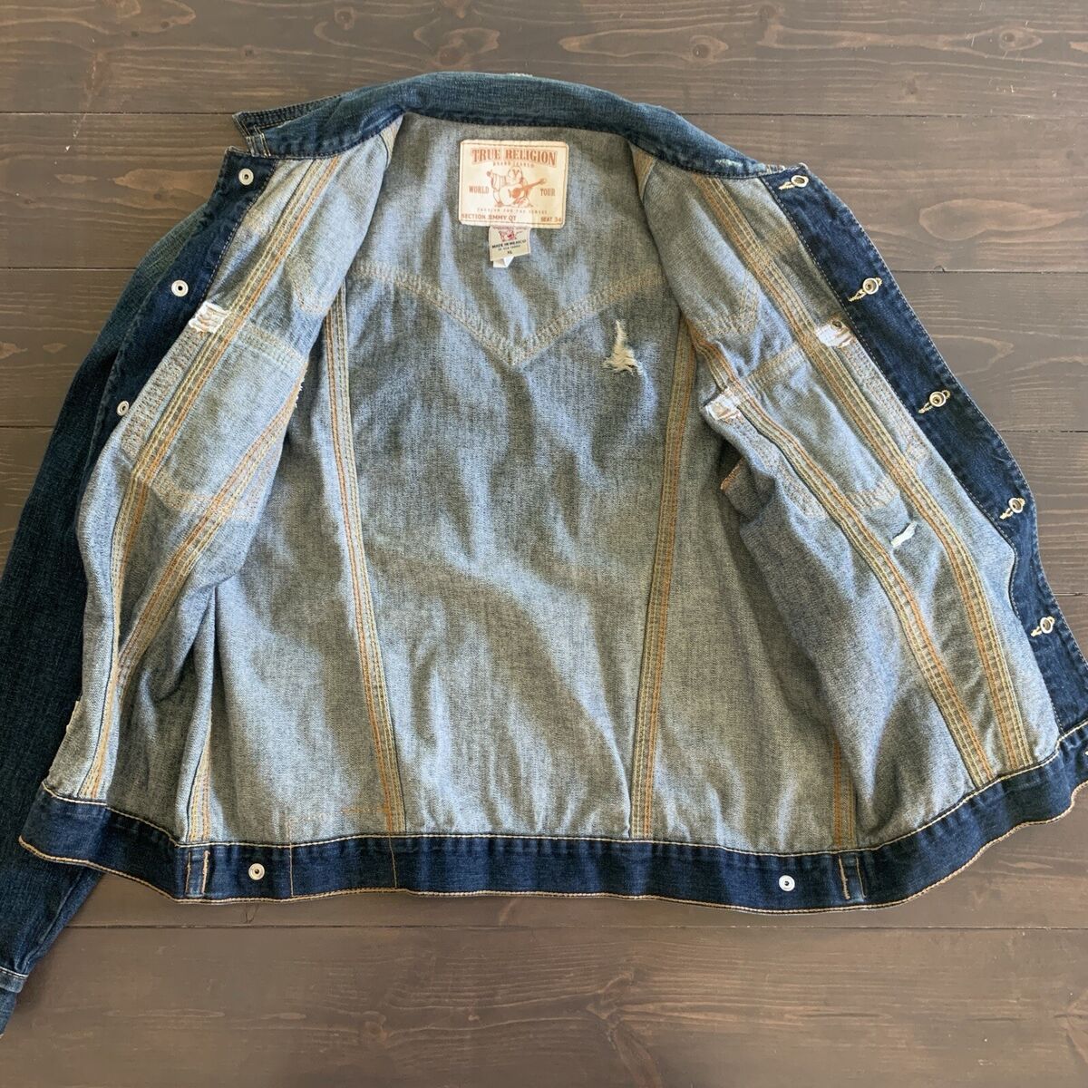 Mens True Religion Jimmy QT Denim Distressed Jean Jacket Mens True Religion Jimmy QT Denim Distressed Jean Jacket