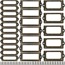 60 Pcs Office Library File Drawer Cabinet Card Tag Label Holder Metal Frame, ...