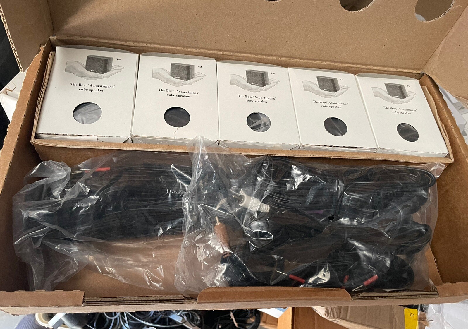5 x New Bose Single Cube Speakers W Cables (Black) In Original Box Bose ...