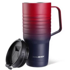 HAUSHOF 24oz Stainless Steel Travel Mug w/Handle Double Wall, Leakproof BPA-Free