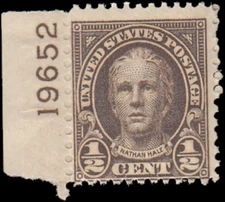 US Stamp #551 - 1925 ½¢ Nathan Hale, Series of 1922-25, G/VG, MNH, OG