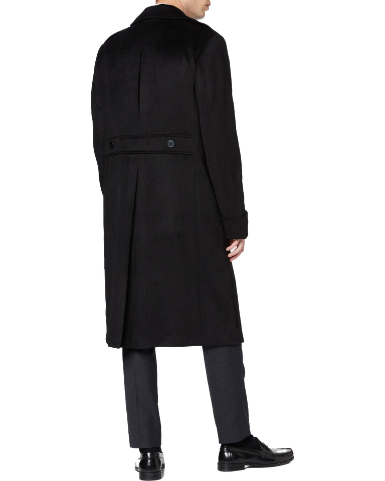 Mens Black 70% Wool & Cashmere Great Coat Long Overcoat Heavy Winter Military - Image 4 of 4
