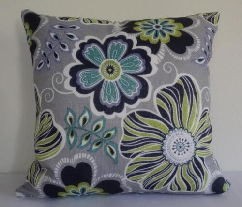 Grey Lilac Green Blue Flowers Double Sided Lounge Bed Sofa Cushion Cover 45cm - Picture 1 of 2