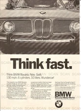 1971 BMW Bavaria Auto Vintage Magazine Ad   Bavarian Motor Works 'Think Fast'