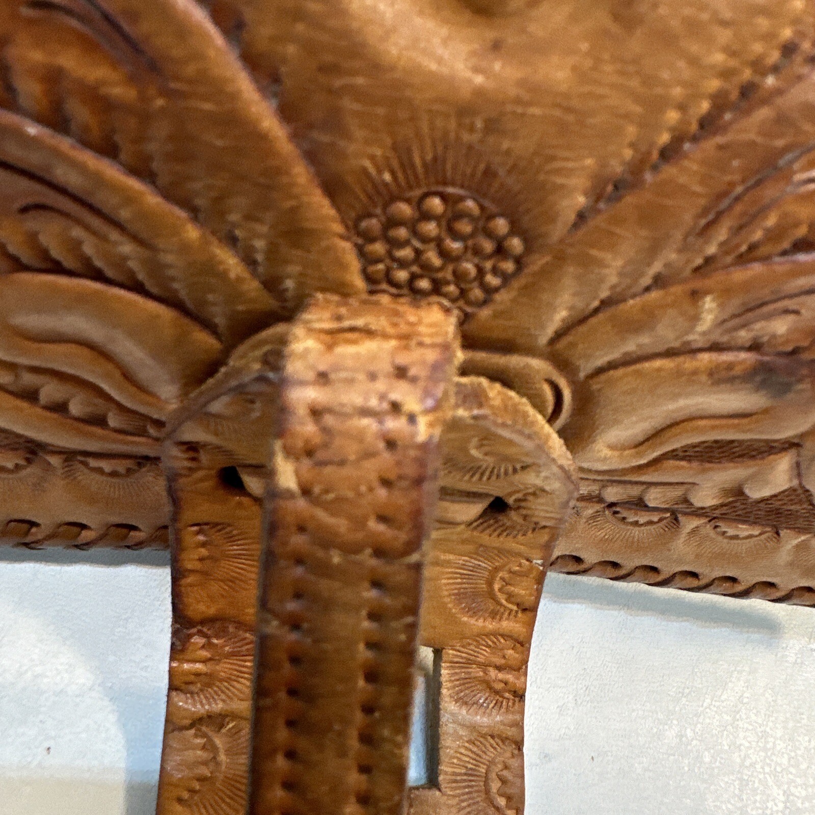 Vintage Western Hand Tooled Brown Leather Shoulde… - image 24