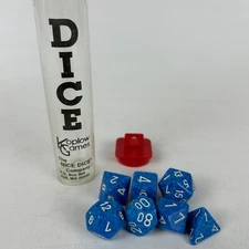 Koplow Game Mini Polyhedral 7 Piece Board Games Dice Set Light Blue