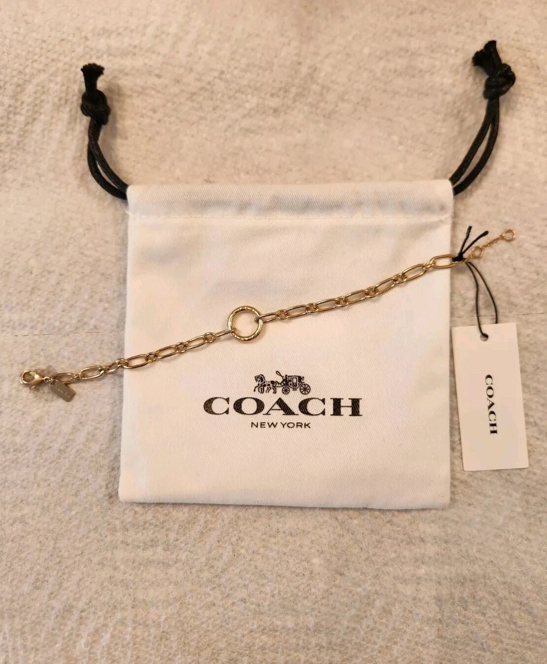 Bracciale Coach Link oro nuovo con etichette gioielli originale COACH borsa chiusura aragosta logo 7 8 pollici