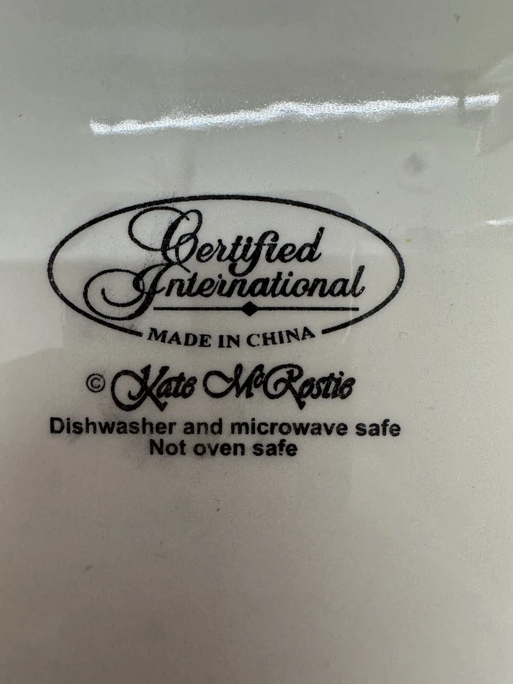 Juego de 4 platos cuadrados de ensalada de café francés Kate McRostie International certificado Foto 3 de 4