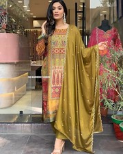 Premium Heavy Silk Kurta Palazzo Dupatta Set Christmas Wear Salwar Kameez Combo