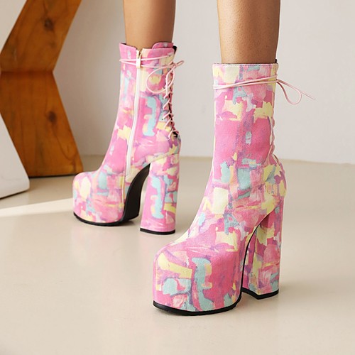 block heel platform ankle boots