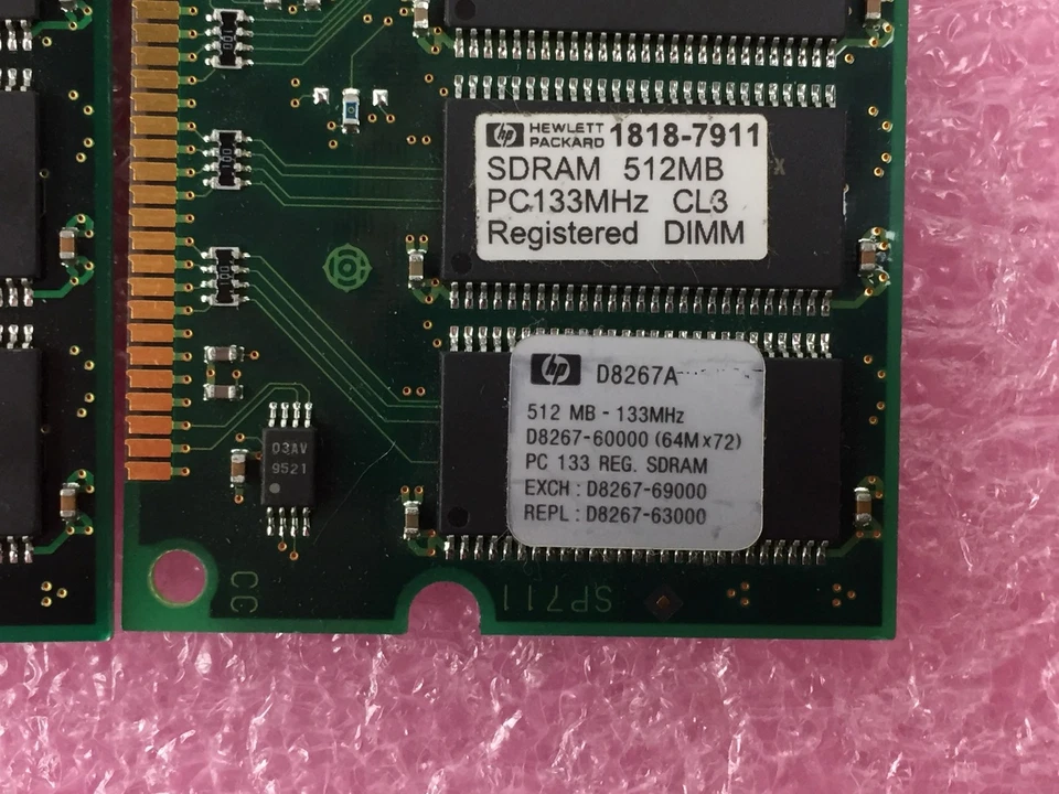 HP D8267-69000 512MB 168-pin PC133 SDRAM DIMM Memory D8267A Lot of 2 - Image 3 of 4