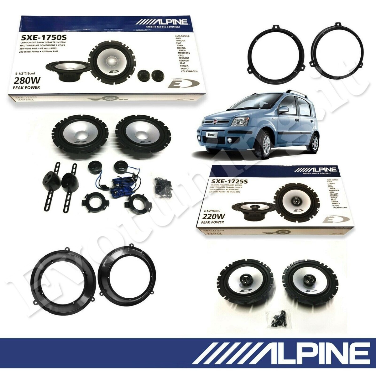 Kit Altoparlanti Alpine Per Fiat Panda 2003-2012 - Anteriore E Posteriore Con Adattatori