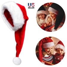 Long Christmas Santa Hat for Adults Unisex Xmas Velvet Plush Christmas Hat USA