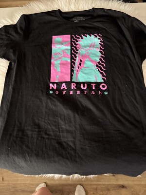 Naruto Anime T-Shirt Goat Crew Single Stitch Black Men s XL Double Sided  