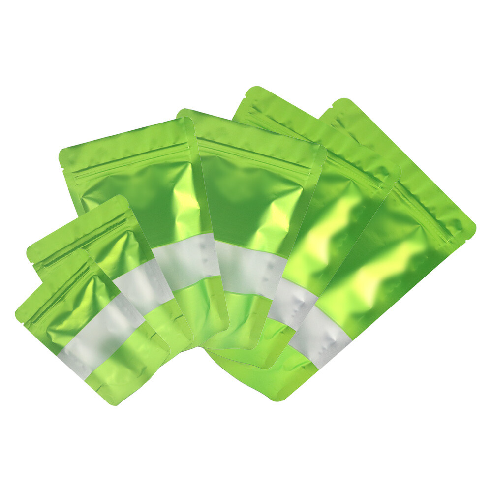 Green Mylar Bags Food Safe Storage Smell Proof Stand Up Bag With
