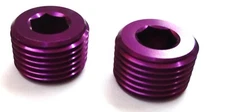 Pipe Plugs 1/4" NPT Aluminum w/recessed allan head Pair Purple anodized aluminum