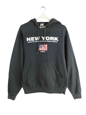Jerzees New York Print Hoodie Grau S Herren