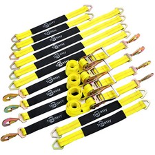 12 Pack Axle Straps Car Trailer Hauler Ratchet Tie Down Strap W Snap Hooks