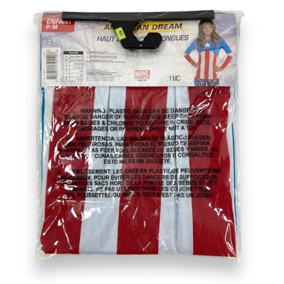 Marvel Sueño Americano NIÑAS S/M (hasta talla 10) Camiseta Top Disfraz Foto 4 de 4