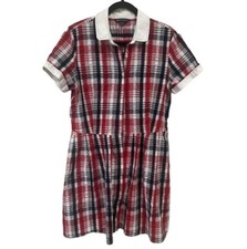 Brook Brothers Women’s Shirt Dress Short Sleeve Button Front Red White Size 12P