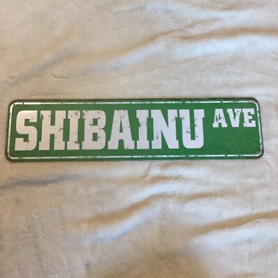 Green Shibainu Ave. Metal Sign Wall Decor for Home & Office Dog Lovers