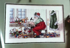 Cross Stitch Pattern Christmas SANTAS WORKSHOP Toys Tools Santa Green Coat