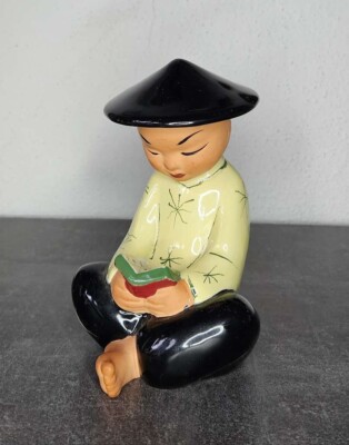 Charly Bauer. ''Lesende Chinesen''. Gmundner Keramikfigur 1950/60er 
