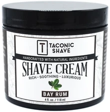 Taconic Shave Natural Bay Rum Shaving Cream Ultra Moisturizing Handmade in USA 
