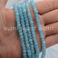 Natural 4x6mm Brazil Faceted Blue Aquamarine Gemstone Rondelle Loose Beads 15''